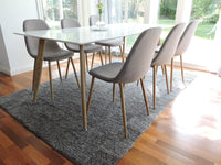Spisestol Polar 2-pakk + Rektangulært spisebord 180 x 90 – grå og hvit