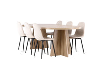 Spisestol Polar & Bootcut 2-pakk + Spisebord ovalt 230 x 115 – beige og natur