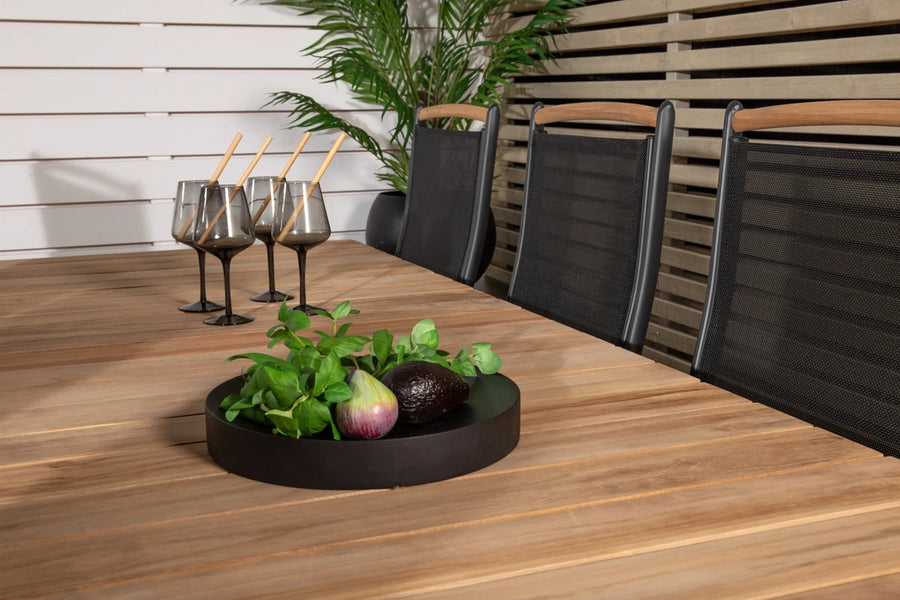 Posisjonsstol Panama & Mexico 2-pakk + Spisebord rektangulært 180 x 90 – svart og natur