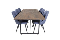 Spisegruppe Padang 250 x 100 + spisestol 2-pakk – natur og blå