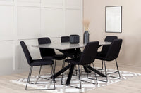 Spisestol Muce & Piazza 2-pakk + Rektangulært spisebord 180 x 90 – svart