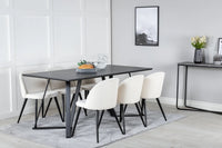 Spisebord Marina & Velvet 180 x 90 + 2-pakk spisestol – svart og krem