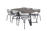 Spisestol Arrow & Marina 2-pakk + Spisebord rektangulært 180 x 90 – grå og natur