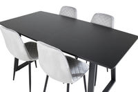 Spisegruppe Polar & Inca 2-pakk + Rektangulært spisebord 160 x 85 – grå og svart