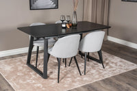 Spisegruppe Inca & Velvet 160 x 85 med 2-pakk spisestoler – svart og lys grå