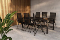 Spisegruppe Giardini & Levanzo 200 x 90 + 2-pakk spisestoler – svart