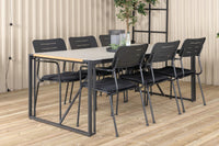 Spisestol Nicke & Texas 2-pakk + Rektangulært spisebord 200 × 100 – svart og lys grå