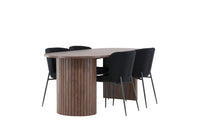 Spisegruppe Härön & Modesto oval 200 x 90 + spisestoler 2-pakk – mokka og svart