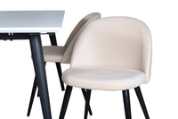 Spisegruppe Jimmy & Velvet rektangulær 150 x 90 + 2-pakk spisestol – hvit og beige
