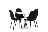 Spisestol Polar & Hamden 2-pakk – svart + Spisebord rundt ⌀80 – hvit