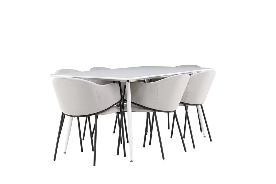 Spisegruppe Evelina & Silar 2-pakk 180 x 90 – grå og hvit