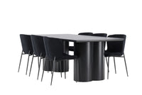 Spisestol Modesto & Olivia 2-pakk + rektangulært spisebord 210 x 100 – svart