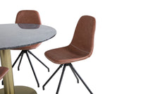 Spisestol Polar & Estelle 2-pakk + Spisebord rundt ⌀106 – brun og mørk grå