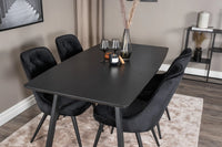 Rektangulært spisebord Inca & Velvet Deluxe 160 x 85 + spisestol 2-pakk – svart