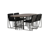 Spisestol Richmond & Stone 2-pakk + Spisebord ovalt 220 x 100 – svart og mocca
