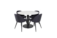 Spisestol Velvet & Estelle 2-pakk – svart + Spisebord rundt ⌀106 – hvit