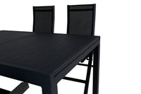 Posisjonsstol Albany & Marbella 2-pakk + Rektangulært spisebord 160 x 100 – svart