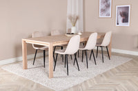 Spisegruppe Slider & Polar 170 x 95 + spisestol 2-pakk – hvitvasket og beige
