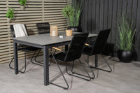 Spisegruppe rektangulært spisebord 160 x 100 + spisestol 2-pakk – svart