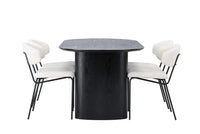 Spisestol Chico & Isolde 2-pakk + Spisebord ovalt 180 x 90 – hvit og svart