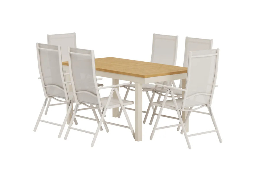 Spisestol Break & Panama 2-pakk + Rektangulært spisebord 160 x 90 – beige og natur