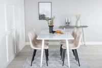 Spisebord Polar 180 x 90 + Spisestol 2-pakk – hvit og beige
