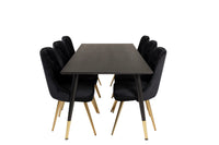 Spisegruppe Dipp & Velvet Deluxe 180 x 90 med 2-pakk spisestoler – svart