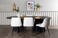 Spisegruppe Bootcut & Night Oval 230 x 115 + spisestol 2-pakk – svart og hvit