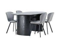 Spisegruppe oval 2-pakk 180 x 90 – grå og svart