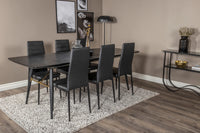 Spisegruppe Gold & Slim 180 x 85 + 2-pakk spisestoler – svart