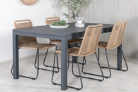 Spisestol Lindos & Marbella 2-pakk + spisebord rektangulært 160 x 100 – brun og svart