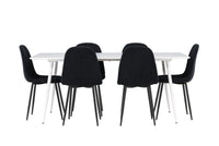 Spisestol Polar & Silar 2-pakk + Rektangulært spisebord 180 x 90 – svart og hvit