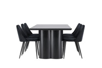 Spisestol Olivia 2-pakk + Spisebord rektangulært 210 x 100 – svart