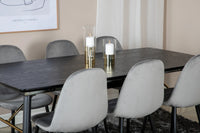 Spisebord rektangulært Gold & Polar 180 x 85 + spisestol 2-pakk – svart og grå