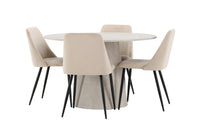 Spisegruppe rund ⌀120 med 2-pakk spisestoler – beige
