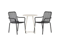 Spisestol Peking & Bacong 2-pakk + kafébord ⌀60 – svart og beige