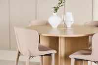Spisegruppe Strada & Astoria ⌀120 2-pakk – whitewash og beige