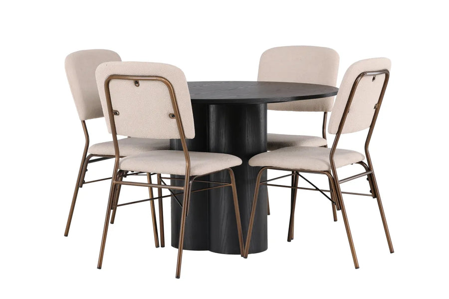 Spisegruppe Olivia & Seda ⌀110 2-pakk – svart og beige