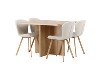 Spisegruppe Leo & Lilja rektangulær 100 x 100 med 2-pakk spisestoler – natur og beige