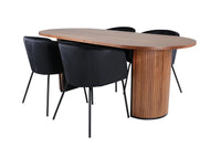Spisegruppe oval 200 x 90 – svart og valnøtt