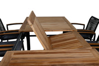 Spisestol Dallas & Panama 2-pakk + rektangulært spisebord 224 x 100 – svart