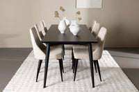 Spisestol 2-pakk – beige + Rektangulært spisebord 230 x 85 – svart