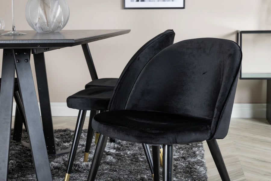 Spisegruppe Marina & Velvet 180 x 90 2-pakk – svart