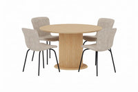 Spisegruppe Linus & Reko 2-pakk + Rundt Ø120 – beige og natur