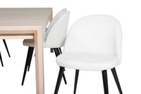 Spisebord 170 x 95 + spisestol 2-pakk – hvitvasket og krem