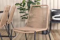 Spisestol Lindos & Texas 2-pakk brun + rektangulært spisebord 200 × 100 – lys grå