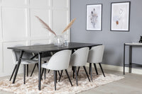 Spisegruppe Sleek & Velvet 195 x 95 2-pakk – svart og lys grå
