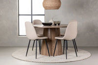 Spisegruppe rund ⌀120 med 2-pakk spisestoler – natur og beige