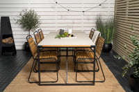 Spisegruppe Texas & Bois 200 × 100 + 2-pakk spisestoler – lys grå og natur