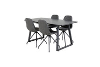 Spisestol Polar & Inca 2-pakk + Rektangulært spisebord 160 x 85 – svart